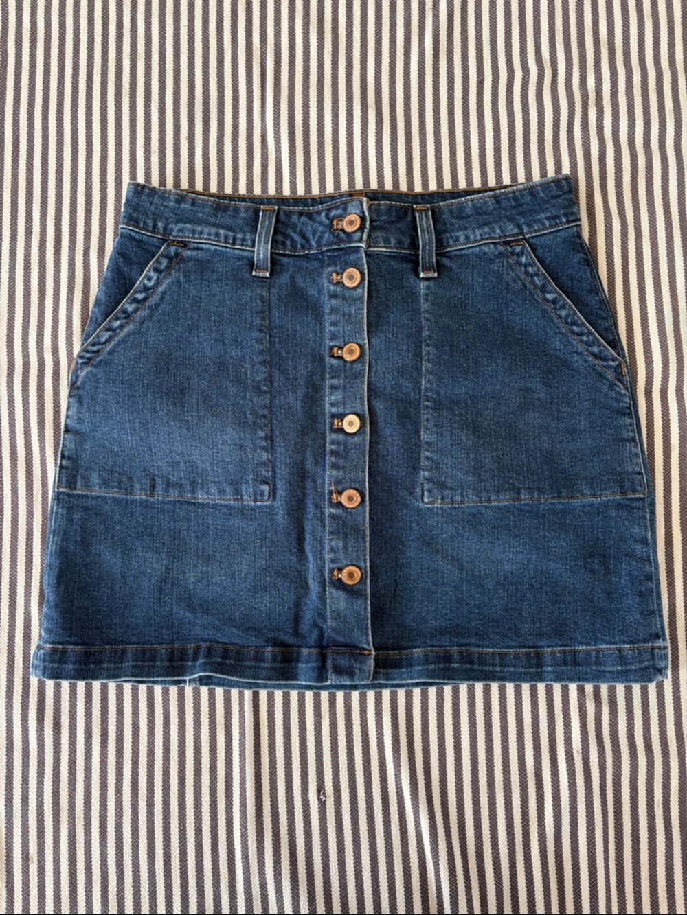 J. crew Mercantile Denim Button-Front Mini Skirt - Blue